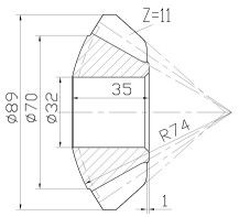 کربن فولادی کربن فولاد مستقیم Bevel Gear 20 Angle 346 353 1014